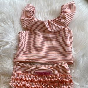 Coral Two Piece Ruffle Butts Bathing Suit